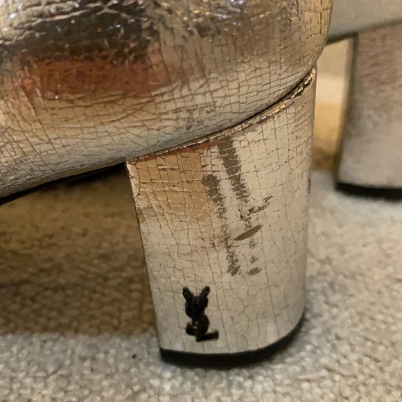 Saint Laurent Metallic Silver LouLou Heeled YSL logo Booties - 36 - Picture 4 of 7